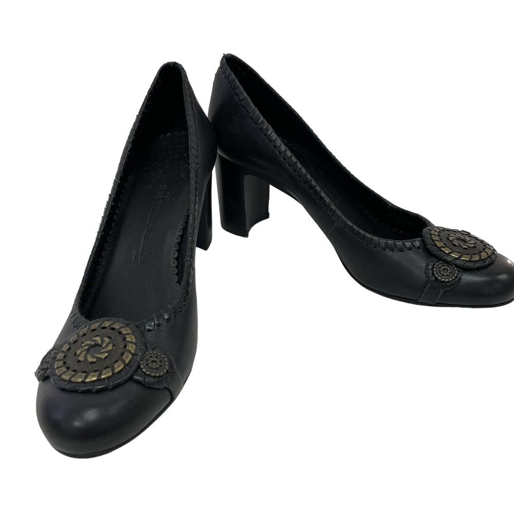 Jack Rogers Leather‎ Marlo Pumps Womens Size 10 M 3" Heels Black Medallion